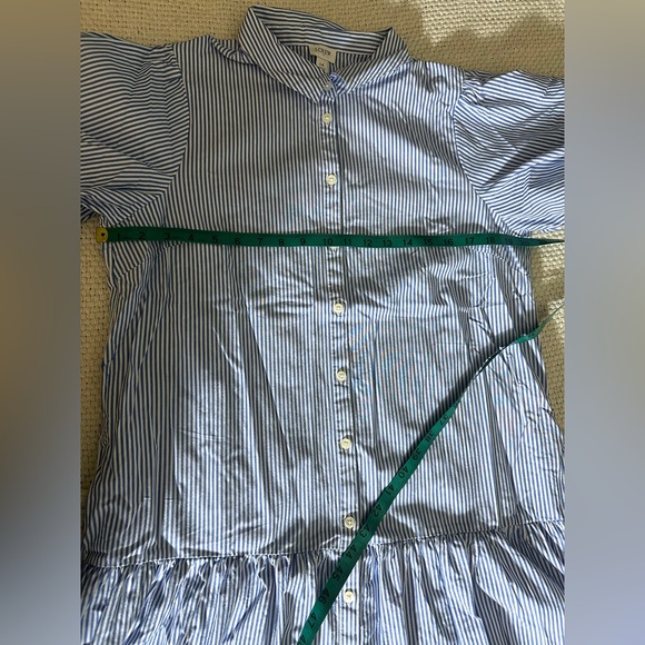 J. Crew Striped Bubble-Sleeve Button-Front Shirt Dress - Size 14 - Picture 13 of 14